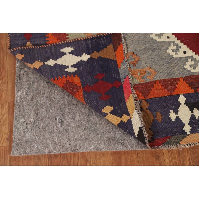 Kilim Qashqai Persian Vintage Hand-Woven Geometric Wool Carpet - 4'9" x 8'0"