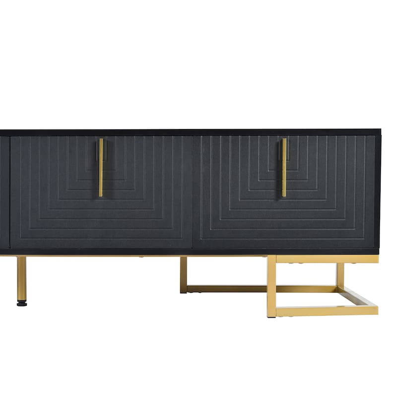 70" TV Stand with Gold Handles & Adjustable Shelves for TVs Up to 80"