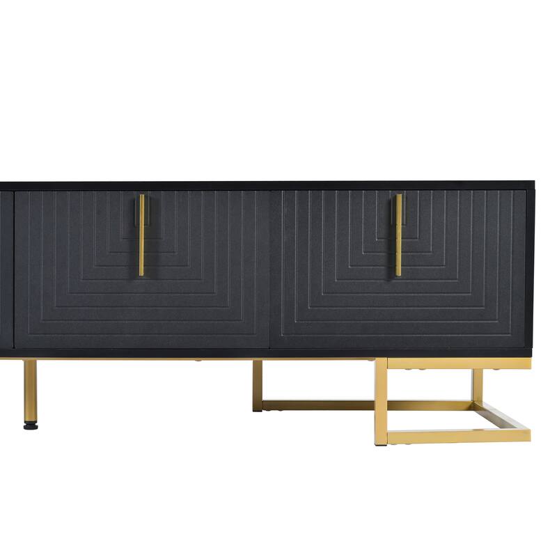 ON-TREND Modern TV Stand with Metal Legs and Gold Handles for TVs Up to 80''
