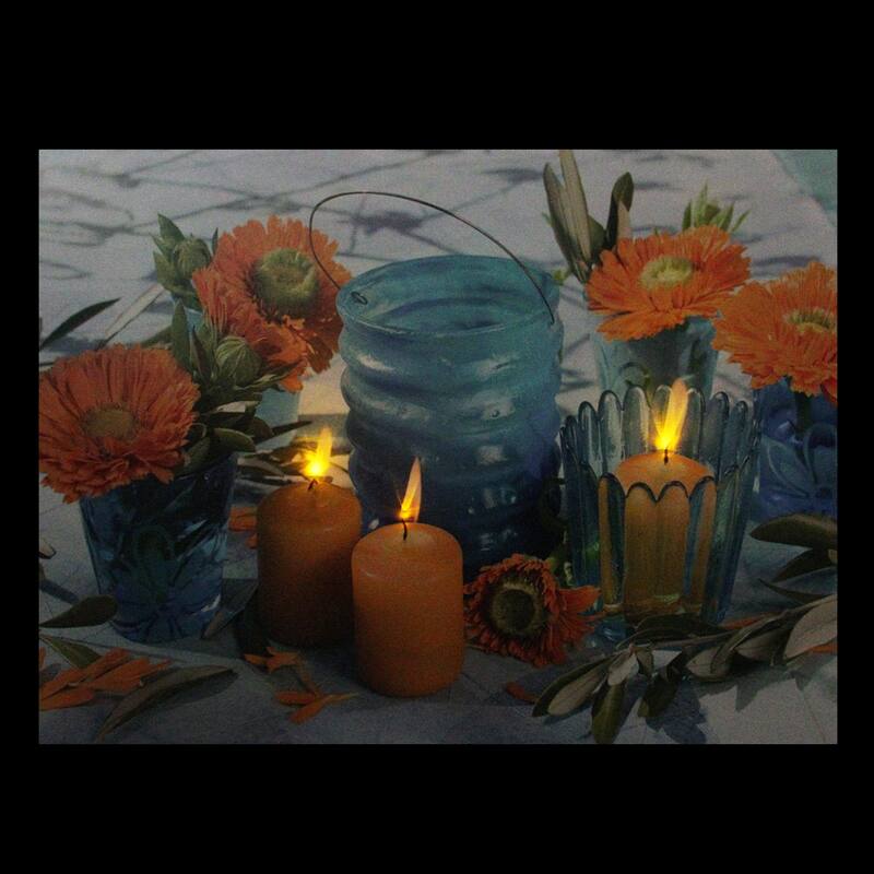 15.75" LED Flickering Candles Flowers Glass Candles Canvas Wall Art