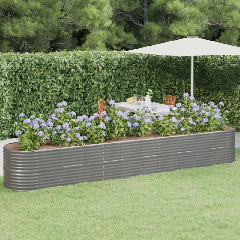 vidaXL Raised Garden Bed Raised Flower Bed Galvanized Steel Outdoor Planter - 173.2"x31.5"x26.8" - Gray