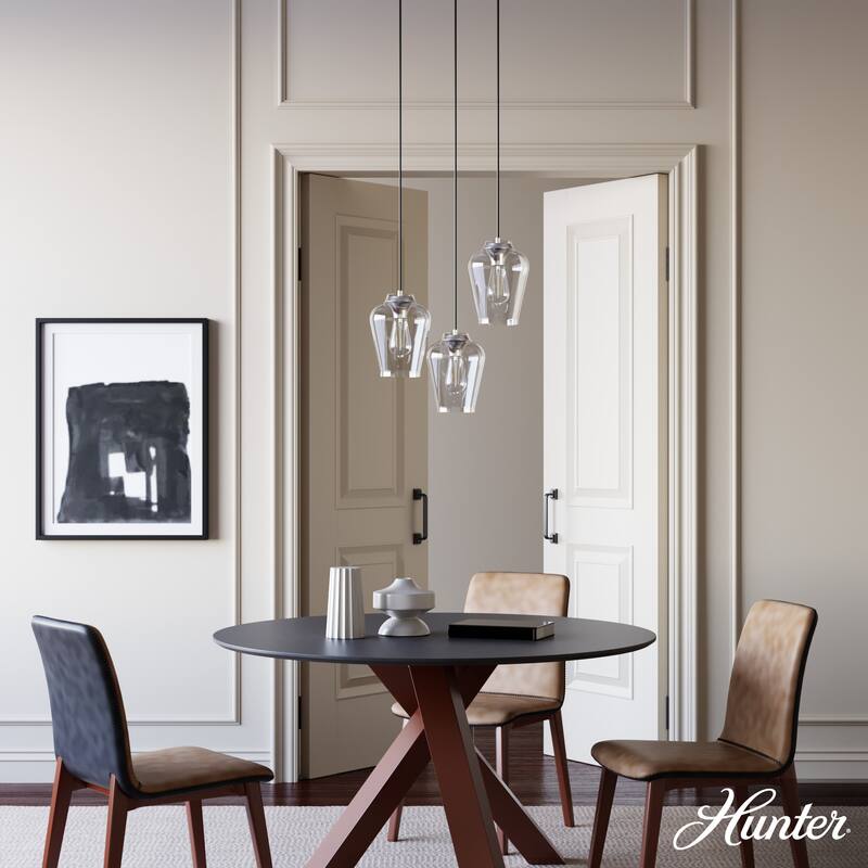 Hunter Vidria 3-Light Cluster Ceiling Light - Kitchen Island, Dining Room - Contemporary, Transitional