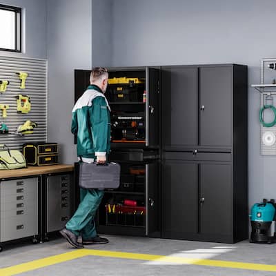 Metal Garage Storage Cabinet Tool Cabinet with Drawer - N/A