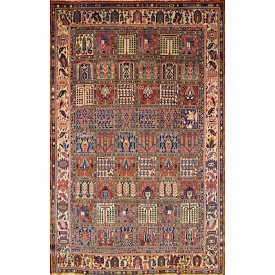 Hand Knotted Oriental 100% Wool Carpet Traditional Geometric Multi-Colored Bakhtiari Area Rug - 9' 1'' X 7' 0''