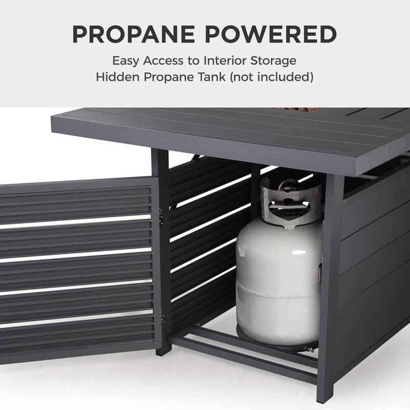 54.3" Patio Dark Grey Aluminum Fire Pit Table, 50000 BTU CSA Certified, Waterproof Cover