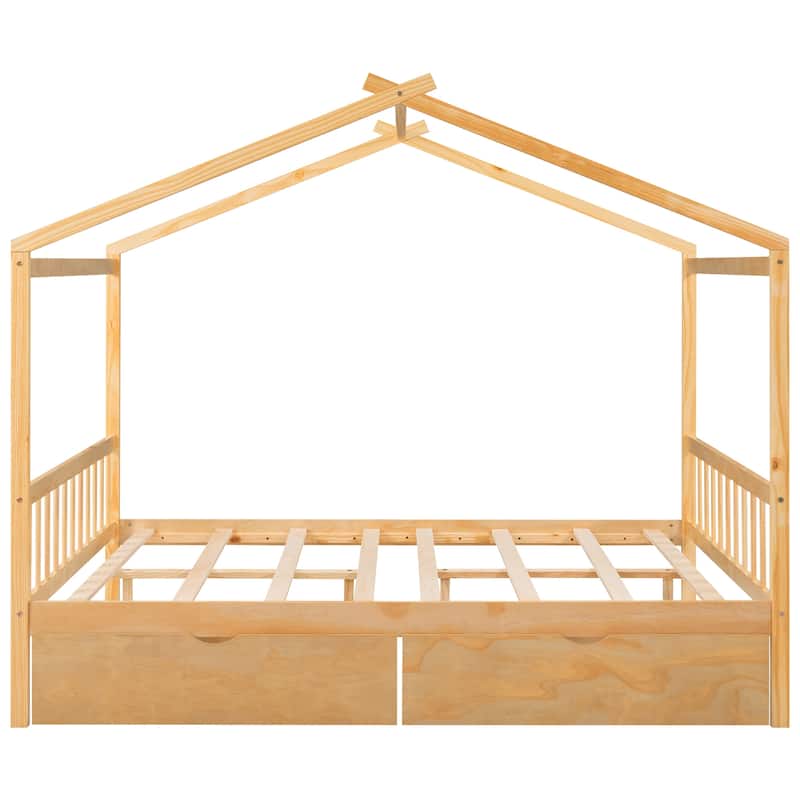 Modern Full House Bed with Roof Design and Storage Drawers