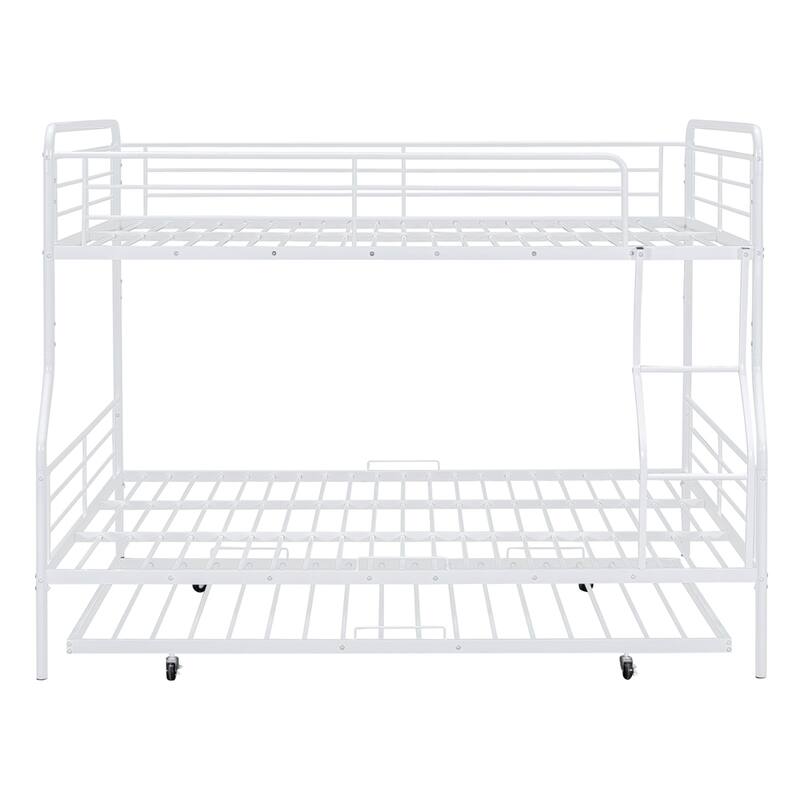 Modern Full XL Over Queen Metal Bunk Bed with Twin Size Trundle