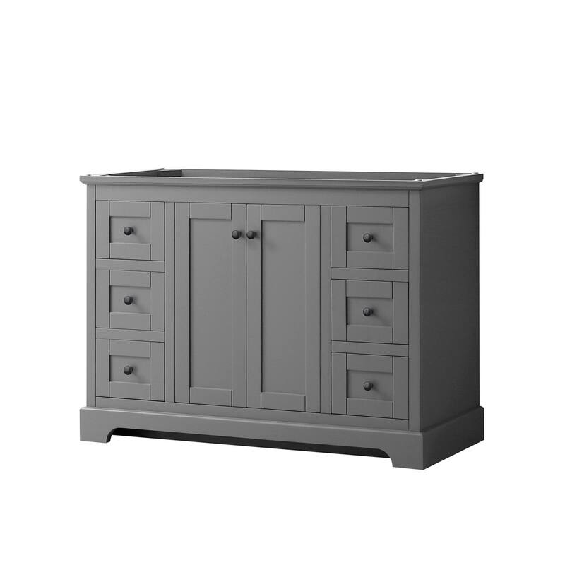 Wyndham Collection Avery 48" Single Free Standing Vanity Cabinet Only - Dark Gray / Matte Black Hardware