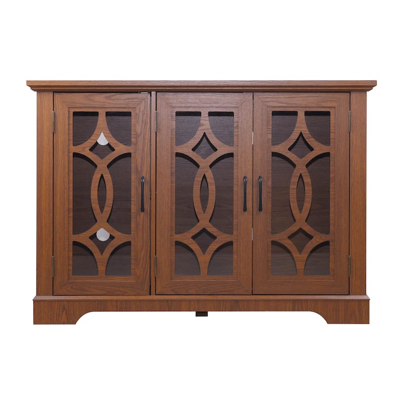 Spacious size sideboard 3 clear tempered glass doors buffet with adjustable shelf