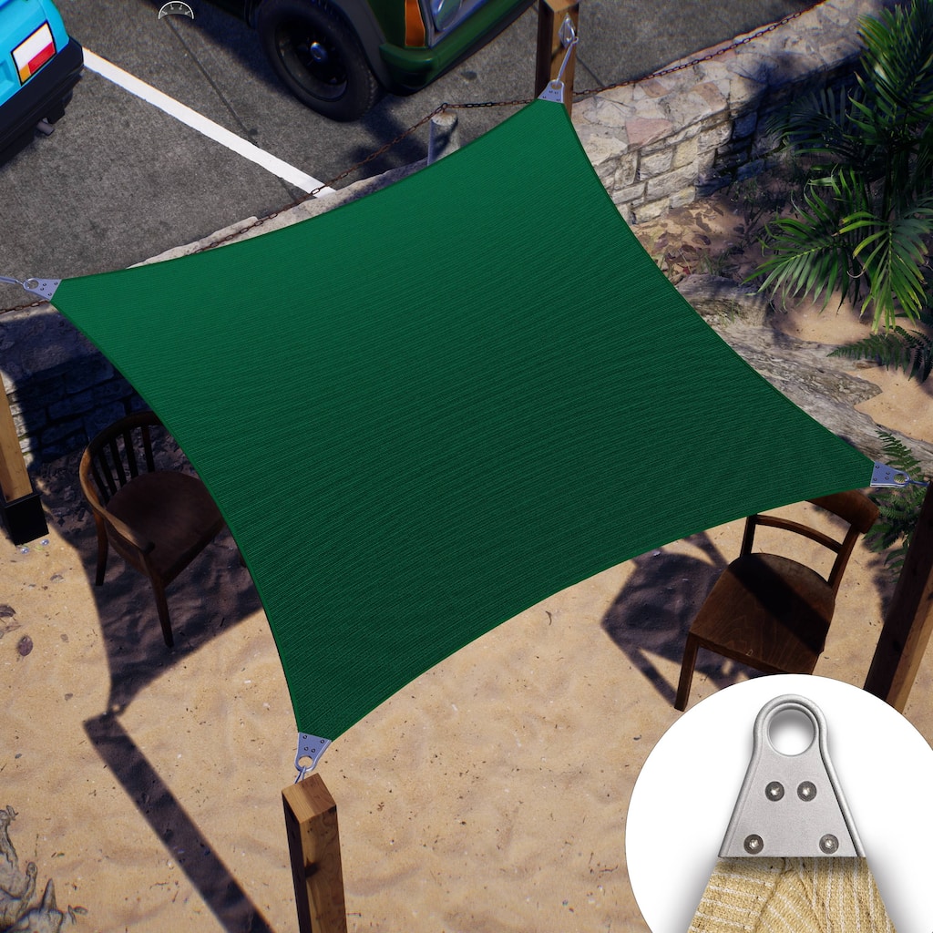 ColourTreeUSA Square Sun Shade Sail Reinforced Super Ring HDPE Mesh Fabric Screen Canopy UV Block 260 GSM