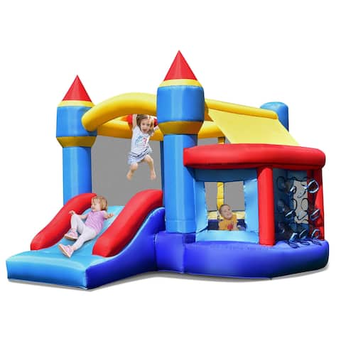 Costway InflatableBounce House Castle Slide Bouncer Kids Shooting Net - 94.5''x 106.5''x 79'' (L x W x H)