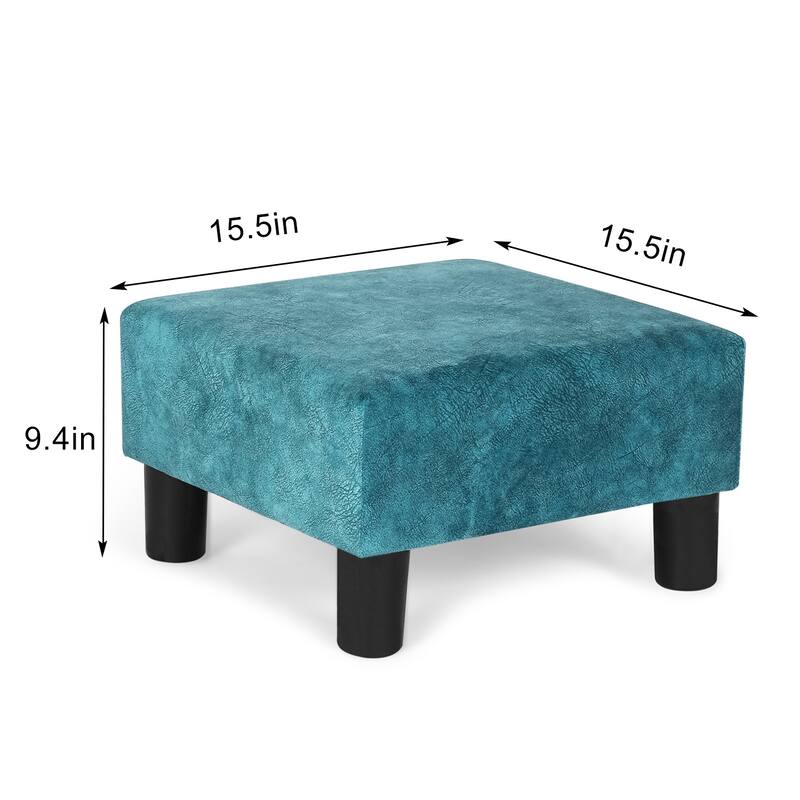 Adeco Footstool Ottoman PU Leather Footrest Modern Square Stool