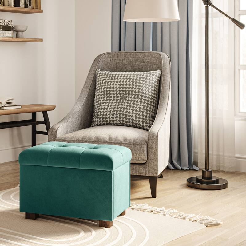 Velvet Storage Ottoman