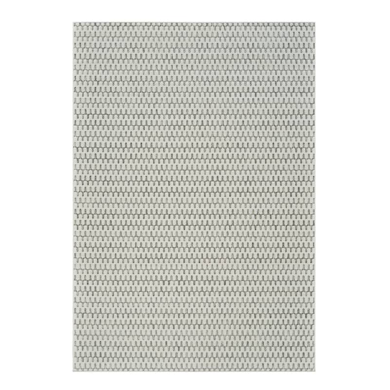 Elto Abstract Shapes Weather Resistant Modern Chic Outdoor Rug - 6' X 9' - Beige/Cream