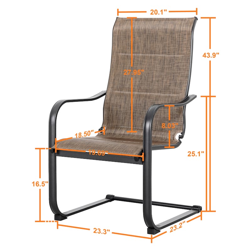 Nuu Garden 2 PCS Foam-Padded Textilene C-spring Dining Chairs