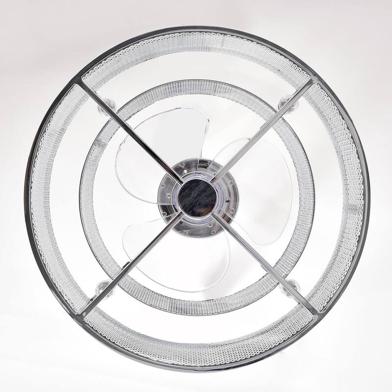 20.4" Caged Ceiling Fan Flush Mount Industrial Vintage Fan Lights with Remote Control - 20.4 in.W x 20.4 in.L x 14.84 in.H
