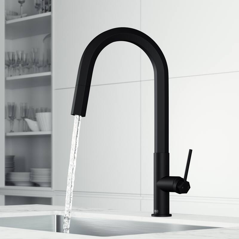 VIGO Hart Hexad 18" H Single Handle Pull-Down Kitchen Faucet