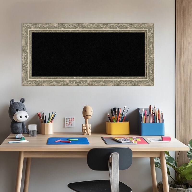 Filigree Silver Framed Cork Board - Bulletin Board, Organization Board, Pin Board