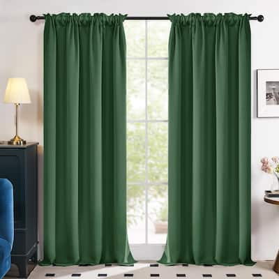 Deconovo Solid Rod Pocket Curtain Panel Pair, Set of 4 Panels
