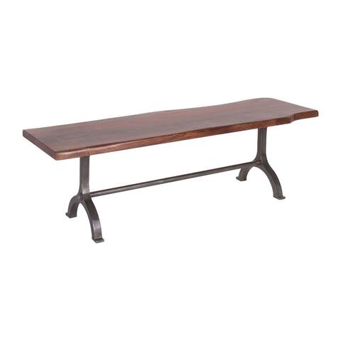 Dala Industrial Iron & Acacia Natural Edge Dining Bench, 56-inch