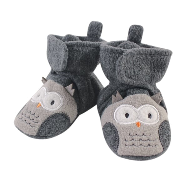 slide 1 of 1, Hudson Baby Baby Cozy Fleece Booties, Gray Owl 0-6 Months - Gray Owl
