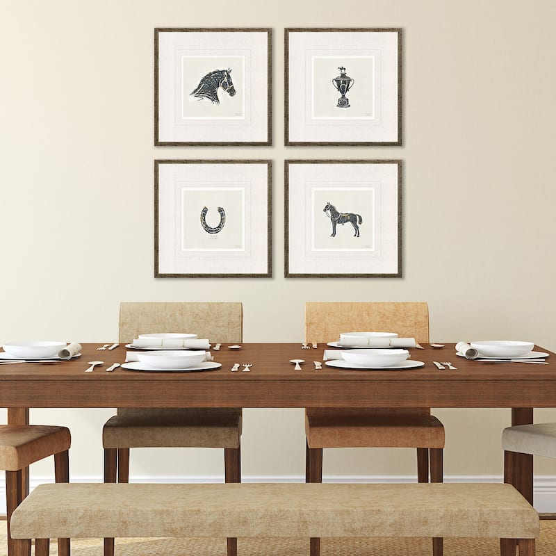 Equestrian S/4 Framed Art Exclusive Giclee Under Glass - Black - 20 X 20 X 1