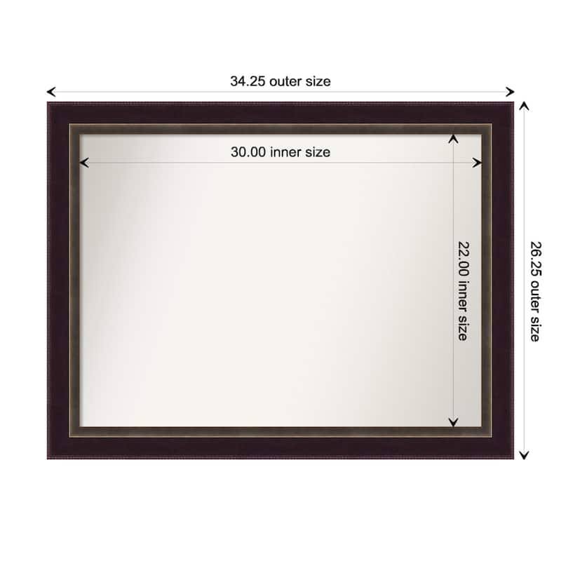 Signore Bronze Framed Non-Beveled Custom Wall Mirror, Bathroom Vanity Mirror - Outer Size: 34.25 x 26.25