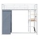 preview thumbnail 71 of 77, Twin/Full Size Loft Bed with Bulit-in Desk and LED Light, Metal Loft Bedframe with Wardrobe, Storage Shelves and Power Outlet