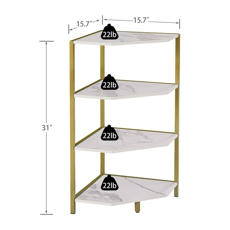Javlergo Set of 2 Corner Shelf, Freestanding 4-Tier Wood Storage Rack