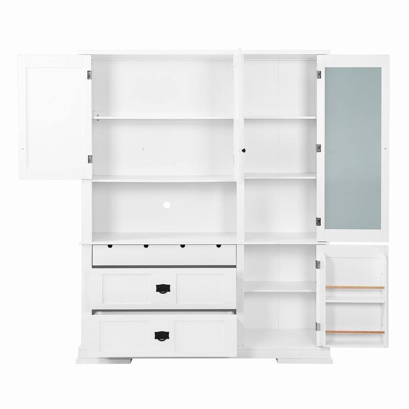 Freestanding 78.3" Kitchen Pantry with Hutch, Large Kitchen Pantry Storage with Drawers,Door Shelf and Adjustable Shelves