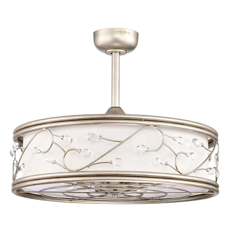 Thane 27 Inch Crystal Glam Style Opaque Glass Fandelier with Remote