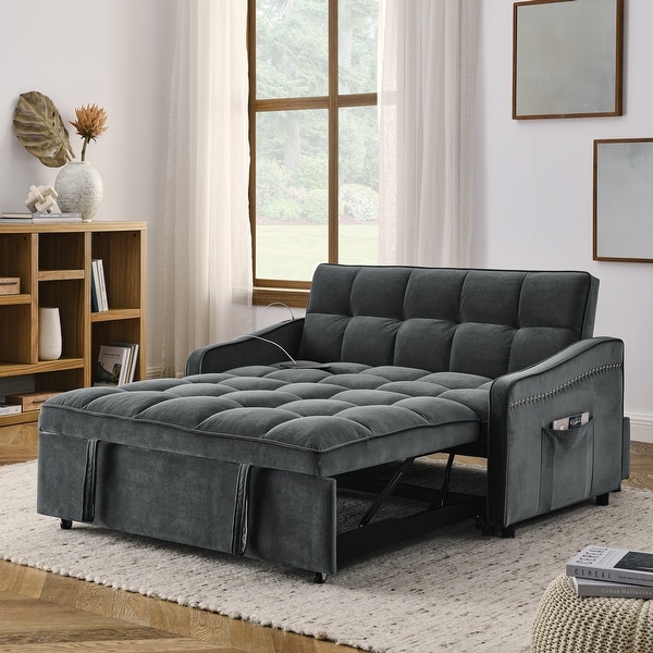 Mid Century Sleeper Sofa with Pull Out Bed and USB Charging Ports Bed Bath Beyond 42044015