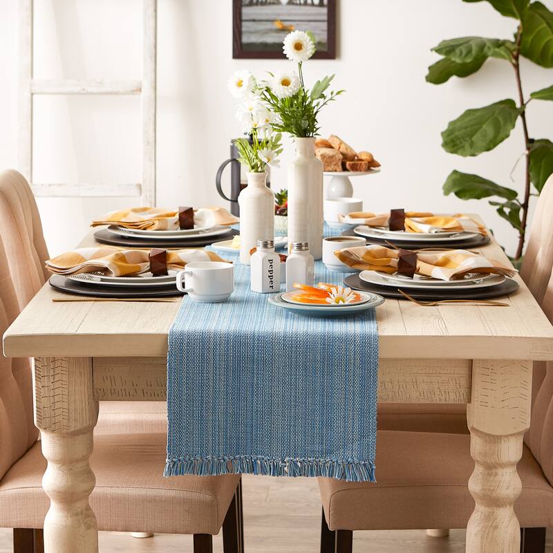DII Variegated Taupe Fringe Table Runner 13x72