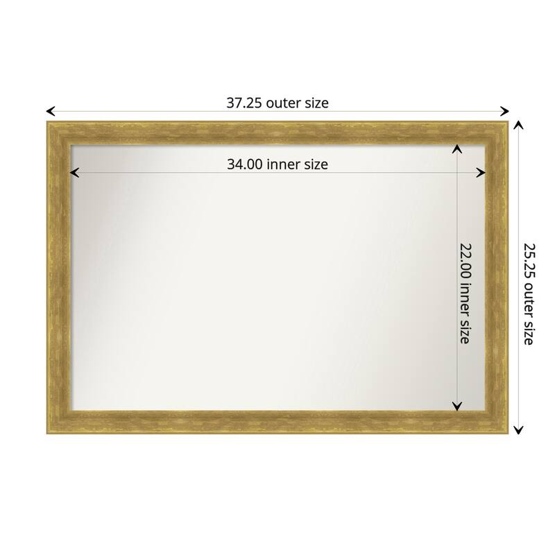Angled Gold Framed Non-Beveled Custom Wall Mirror, Bathroom Vanity Mirror
