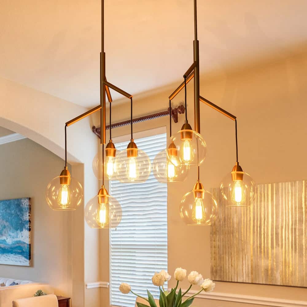 Modern Cluster Glass Bubble Dual Pendant Island Chandelier