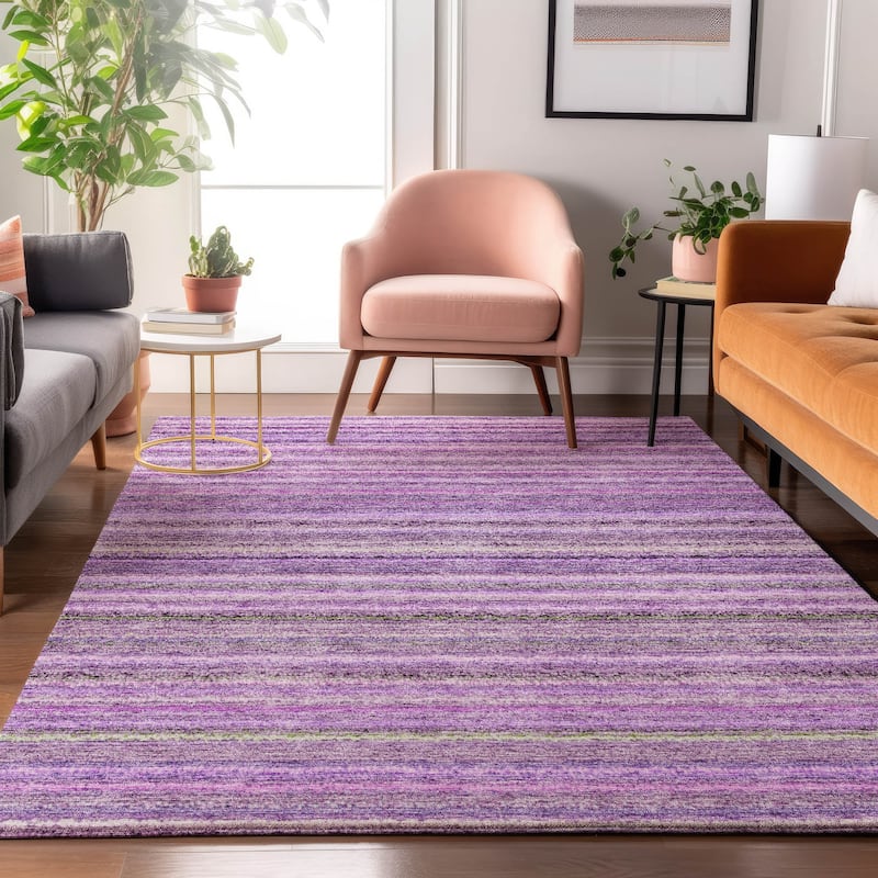 Premium Washable Super Soft Stripe Mayfield Rug - Purple - 8' x 10' - Rectangle