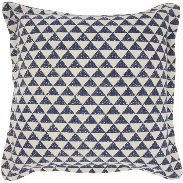 Indigo And Ivory Triangle Design Throw Pillow Indigo And Ivory Triangle Design Throw Pillow