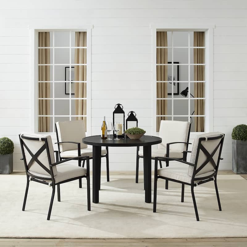 Crosley Kaplan 5Pc Outdoor Metal Round Dining Set- Table & 4 Chairs