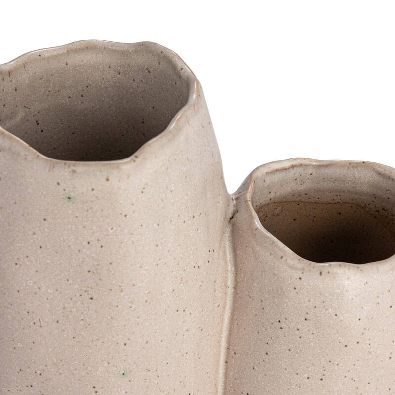 2-Tone Stoneware Vase with 2 Sections and Reactive Glaze