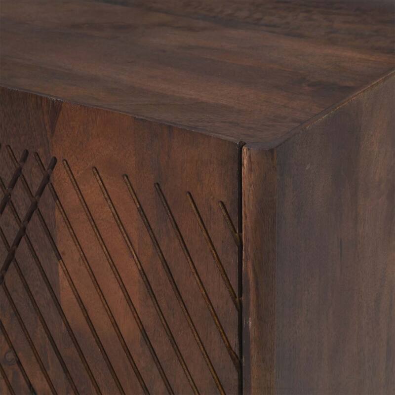 Wood Accent Cabinet with Adjustable Storage,Featuring Fluted Design and Space - Saving Function
