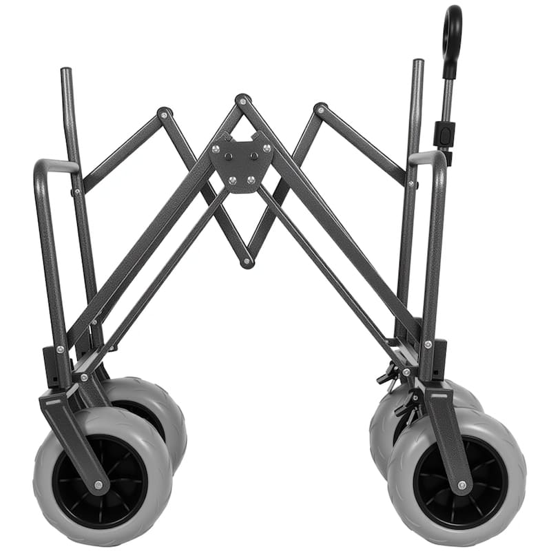 3-in-1 Folding Wagon Cart with Bench & 9″×4″ Beach Tires