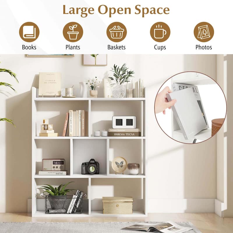 1/2PCS Living Room 7-cube Bookcase Open Storage Shelf White