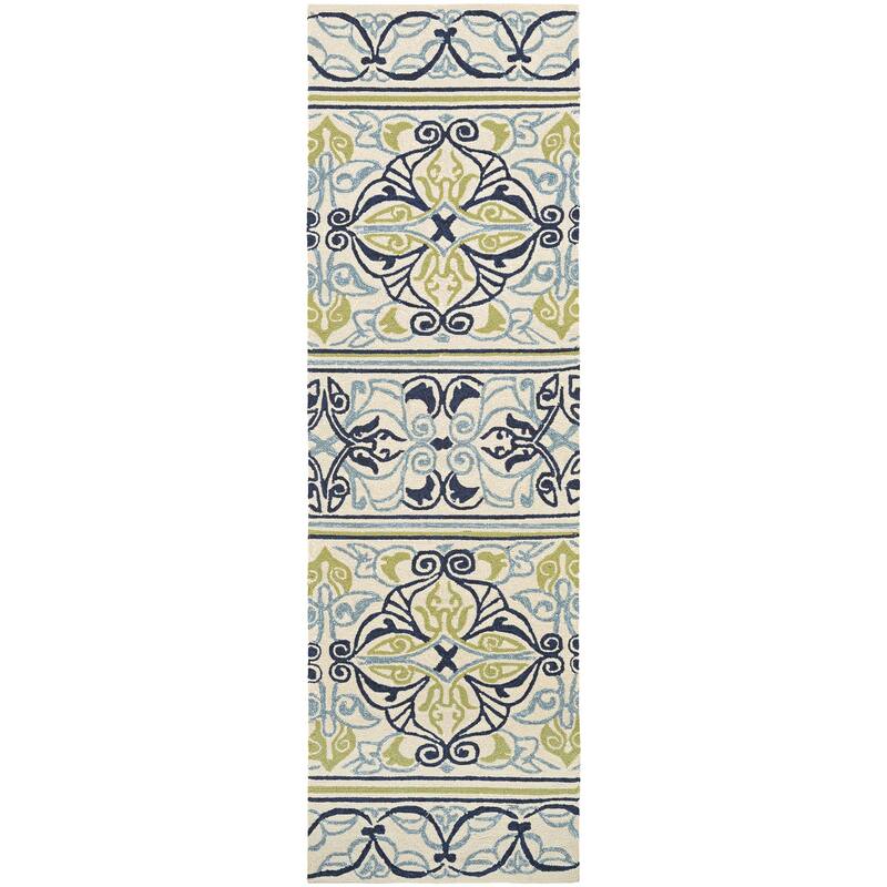 Miami Fleur Ivory- Lime Green Indoor/ Outdoor Area Rug