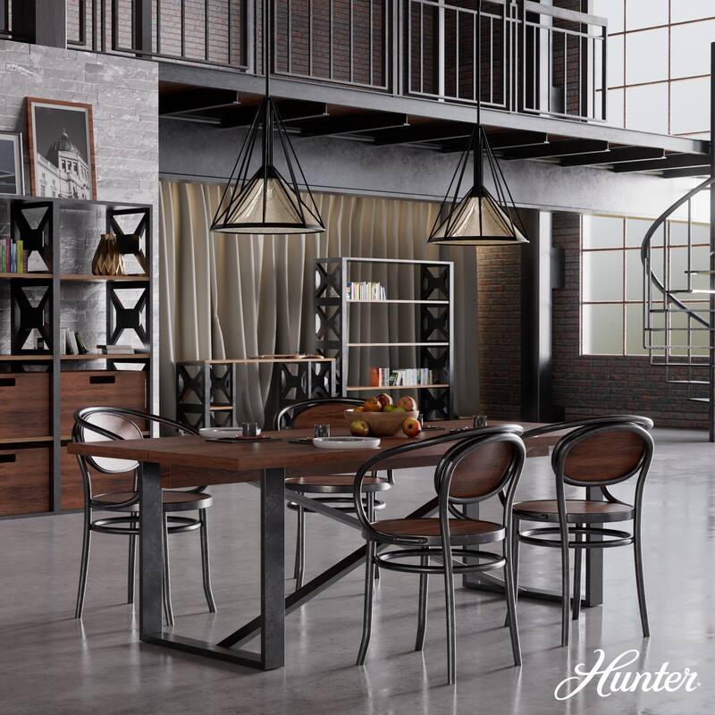 Hunter Rafner Pendant with Mercury Glass, Geometric, Industrial, Craftsman, Kitchen, Dining Room, Entry, Kitchen Island