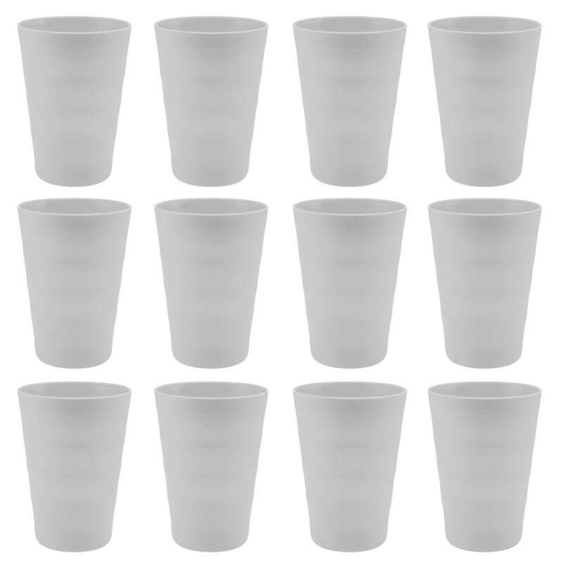 Break-Resistant Plastic Cups 12oz, Reusable Design - Set of 12 - White