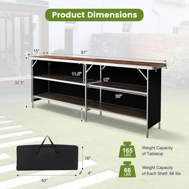 Gymax Portable Bar Table Folding Camping Table w/ Aluminum Alloy Frame