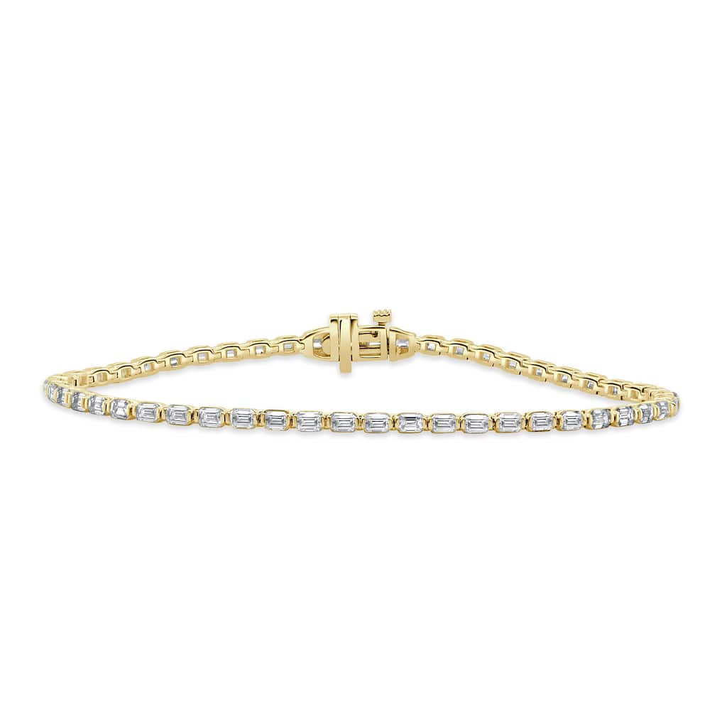 Joelle Collection Emerald Cut 3ct Diamond Tennis Bracelet 14K Gold - White