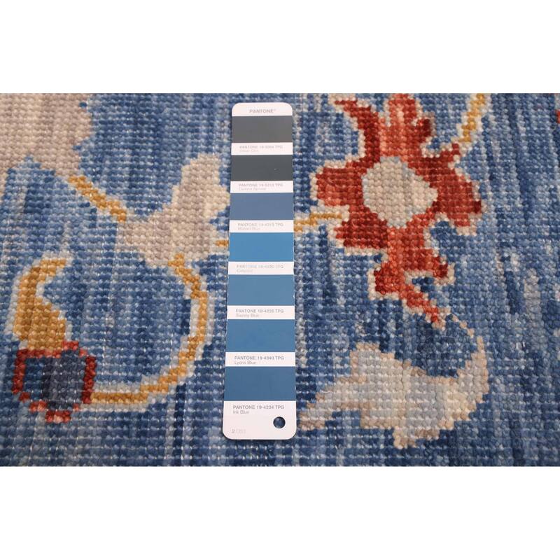 ECARPETGALLERY Hand-knotted Modern Oushak Dark Blue Wool Rug - 8'11 x 12'3