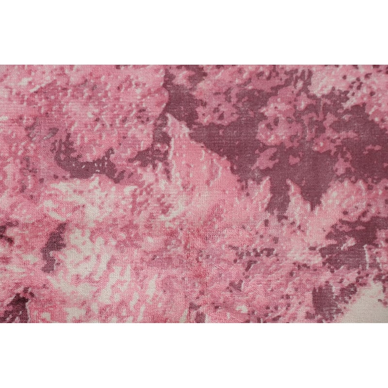 Modern Area Rug Hand-Knotted Abstract Pink Wool Carpet - 5'11"x 9'0"