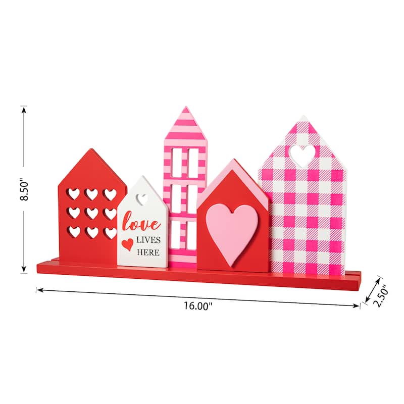 Glitzhome 16"L Valentine's House Wooden Table Decor
